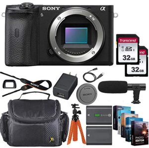sony alpha a6600 mirrorless digital camera 24.2mp 4k (body only) + 2 x 32gb memory cards, sturdy equipment carrying case, spider tripod, software kit and more