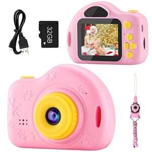 1080p hd digital video children camera with funtion of photo taking, video recording, continuous shooting, timer shooting, etc for 3 4 5 6 7 8 9 10 year old (pink)