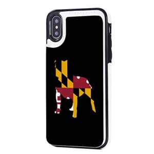 pitbull maryland flag wallet phone cases fashion leather design protective shell shockproof cover compatible with iphone x/xs