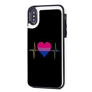 bisexual pride heart wallet phone cases fashion leather design protective shell shockproof cover compatible with iphone x/xs
