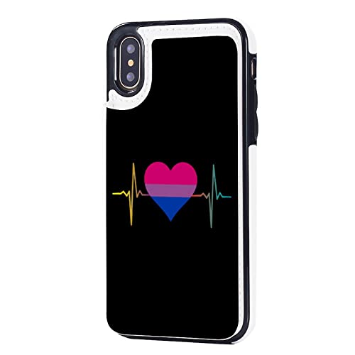 Bisexual Pride Heart Wallet Phone Cases Fashion Leather Design Protective Shell Shockproof Cover Compatible with iPhone X/XS