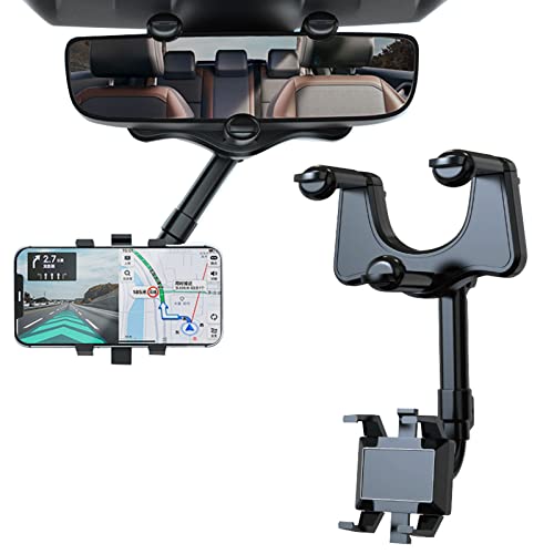 Youdiyla 360°Rotatable and Retractable Car Phone Holder Mount Car Rearview Mirror Bracket,Multifunctional Adjustable Universal Phone Holder, for All Mobile Phones and Car