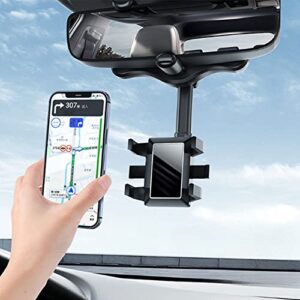 Youdiyla 360°Rotatable and Retractable Car Phone Holder Mount Car Rearview Mirror Bracket,Multifunctional Adjustable Universal Phone Holder, for All Mobile Phones and Car