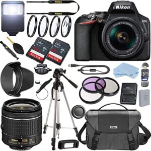 nikon d3500 dslr camera with af-p dx nikkor 18-55mm f/3.5-5.6g vr lens + 2 piece 32gb memory, filters, and professional photo accessories (renewed)