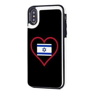 i love israel red heart wallet phone cases fashion leather design protective shell shockproof cover compatible with iphone x/xs