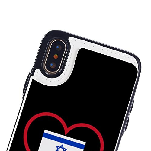 I Love Israel Red Heart Wallet Phone Cases Fashion Leather Design Protective Shell Shockproof Cover Compatible with iPhone X/XS