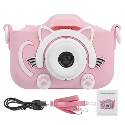 Goshyda Cartoon Children Camera,Digital Camera,2 Inch,2400W Pixels,5V/1A,Cartoon Digital DV,for Kids' Presend,Cute Kid Camera,Toy Mini Camera(Pink)