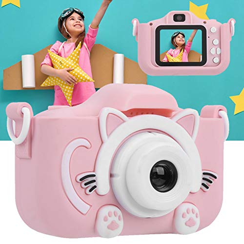 Goshyda Cartoon Children Camera,Digital Camera,2 Inch,2400W Pixels,5V/1A,Cartoon Digital DV,for Kids' Presend,Cute Kid Camera,Toy Mini Camera(Pink)