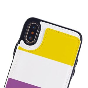 Non-Binary Pride Community Flag Wallet Phone Cases Fashion Leather Design Protective Shell Shockproof Cover Compatible with iPhone X/XS