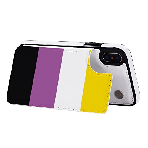 Non-Binary Pride Community Flag Wallet Phone Cases Fashion Leather Design Protective Shell Shockproof Cover Compatible with iPhone X/XS