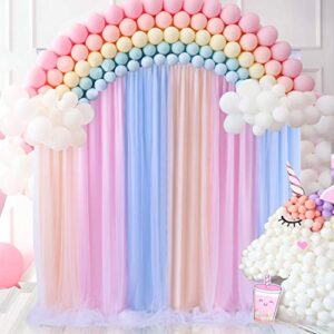 pastel rainbow backdrop tulle unicorn backdrop curtain for girl birthday party wedding bride gender reveal baby showers photography 5ft x 7ft