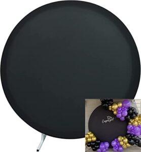 mocsicka 7.2×7.2ft round black backdrop polyester round cover photo backdrops baby shower birthday party decorations banner photography background (7.2ft, black)