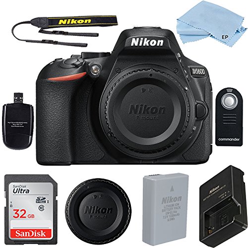 Nikon D5600 24.2 MP DSLR Camera (Body Only) Bundle Includes High Speed 32GB Memory Card + Accessories (Renewed)