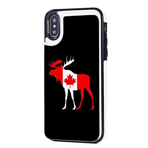 Canada Flag Moose Wallet Phone Cases Fashion Leather Design Protective Shell Shockproof Cover Compatible with iPhone X/XS