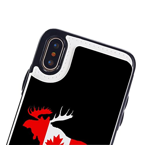 Canada Flag Moose Wallet Phone Cases Fashion Leather Design Protective Shell Shockproof Cover Compatible with iPhone X/XS