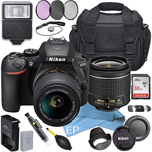 Nikon D5600 W/AF-P DX NIKKOR 18-55mm f/3.5-5.6G VR + Accessory Bundle (19pc Bundle) (Renewed)