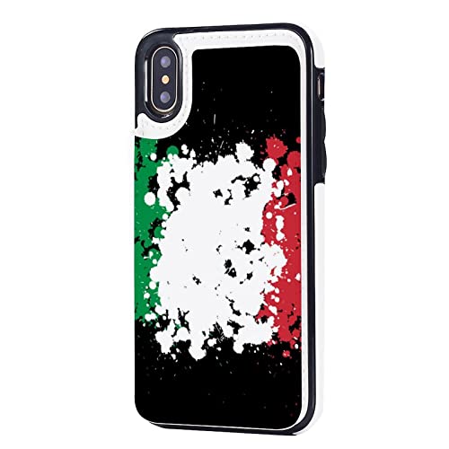 Grunge Blots Italy Flag Wallet Phone Cases Fashion Leather Design Protective Shell Shockproof Cover Compatible with iPhone X/XS