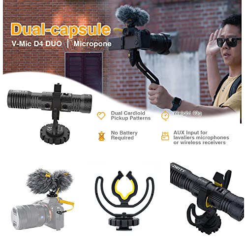 Deity V-Mic D4 Duo Video Microphone Dual Mono/Stereo Recording Interview Mic with Shock Mount for Vlog Pocket Cam DSLR Camera