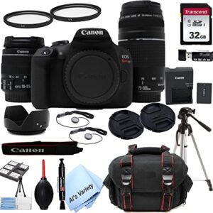 canon eos rebel t7 dslr camera with 18-55mm f/3.5-5.6 is zoom lens + 75-300mm f/4-5.6 iii lens + 32gb card, tripod, case, and more (24pc bundle) (renewed)