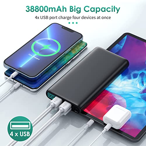 Portable Charger 38800mAh,LCD Display Power Bank,4 USB Outputs Battery Pack Backup, Dual Input USB-C Phone Charging Compatible with iPhone 13 Pro Max/13 Mini/12,Android Samsung Galaxy/Pixel/Nexus/iPad