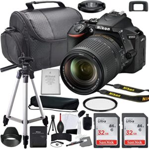 nikon d5600 dslr camera with 18-140mm vr lens bundle (1577) + accessory kit including 64gb memory, uv filter, camera case & more (renewed)