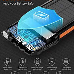 Solar Power Bank,Solar Charger,42800mAh Power Bank,Portable Charger,External Battery Pack 5V3.1A Qc 3.0 Fast Charging Built-in Super Bright Flashlight (Orange)