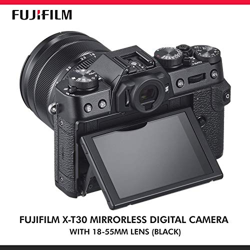 Fujifilm X-T30 4K Wi-Fi Mirrorless Digital Camera with XF 18-55mm Lens Kit - Black with 64GB Deluxe Bundle and Travel Photo Cleaning Kit