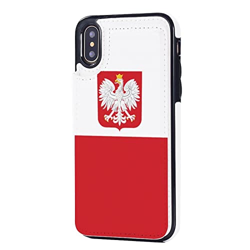 Flag of Poland with Eagle Wallet Phone Cases Fashion Leather Design Protective Shell Shockproof Cover Compatible with iPhone X/XS