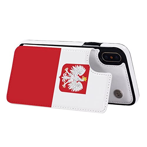 Flag of Poland with Eagle Wallet Phone Cases Fashion Leather Design Protective Shell Shockproof Cover Compatible with iPhone X/XS