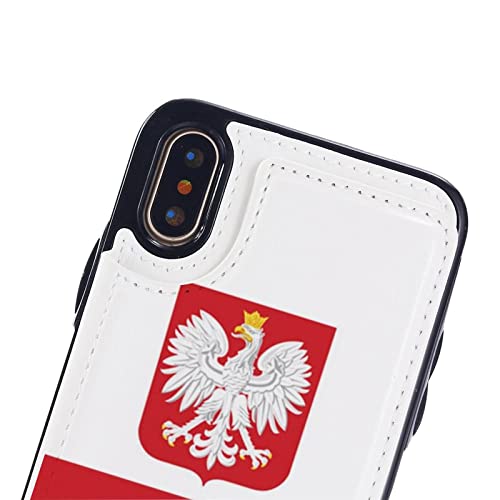 Flag of Poland with Eagle Wallet Phone Cases Fashion Leather Design Protective Shell Shockproof Cover Compatible with iPhone X/XS