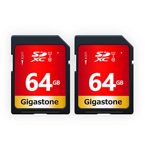 Gigastone 64GB 2 Pack SD Card UHS-I U1 Class 10 SDXC Memory Card High Speed Full HD Video Canon Nikon Sony Pentax Kodak Olympus Panasonic Digital Camera with 2 Mini Cases