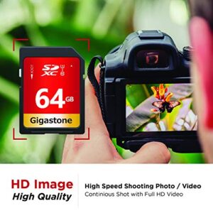 Gigastone 64GB 2 Pack SD Card UHS-I U1 Class 10 SDXC Memory Card High Speed Full HD Video Canon Nikon Sony Pentax Kodak Olympus Panasonic Digital Camera with 2 Mini Cases