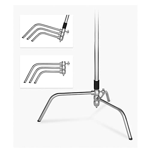 Lapgood 100% Stainless Steel Heavy Duty C Stand with Boom Arm - Max Height 10.8ft/330cm Photography Light Stand with 4.2ft/127cm Holding Arm, 2 Grip Head for Studio Monolight, Softbox, Reflector