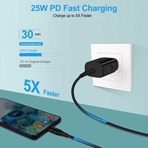 25W Samsung Super Fast Charger Type C Charging Block for Samsung Galaxy S23/S22 Ultra/S21 FE/A54/A34/A14 5G/A13/Z Fold 4/A53/A03s,Pixel 7,2Pack USBC Box Power Adapter 6FT Android Phone Charger Cable