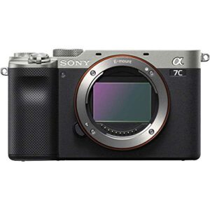 Sony Alpha a7C Mirrorless Digital Camera (Body Only, Silver) (ILCE7C/S) + 2 x 64GB Memory Card + 3 x NP-FZ-100 Battery + Corel Photo Software + Case + External Charger + Card Reader + More (Renewed)
