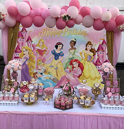 Princess Birthday Backdrop Girls 1st 2nd Happy Birthday Party Backdrop Princess Dream Castle Fairy Tale Party Photography Decoration Background 7x5ft