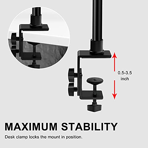 Obeamiu Camera Desk Mount Stand, 11 Inch Magic Arm with 1/4" Screw Thread, 15.5-25.5 Inch Tabletop Clamp Mount Stand for DSLR Camera Rig/Ring Light/Self Broadcasting /Live Streaming/Online Working