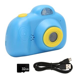 Kids Selfie Camera, 8MP 1080P 2.4in Screen 32G Micro Storage Card 1020mAh Large Battery Digital Toy Camera, Auto Power Off Drops Shockproof Autofocus for 3-12 Year Old Kid(Blue)