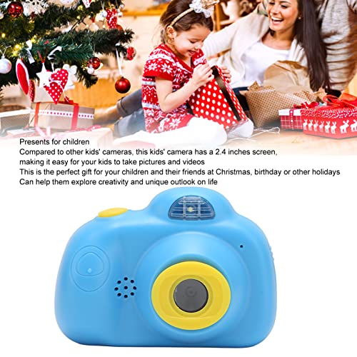 Kids Selfie Camera, 8MP 1080P 2.4in Screen 32G Micro Storage Card 1020mAh Large Battery Digital Toy Camera, Auto Power Off Drops Shockproof Autofocus for 3-12 Year Old Kid(Blue)