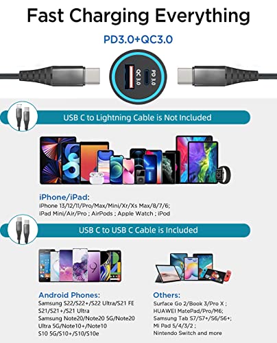 48W USB C Car Charger for iPhone 12 14 13 Pro Max,PD 30W&Quick Charge 3.0 Fast Cigarette Lighter Car Charger Adapter with Cable for Samsung Galaxy A52 A51 A71 A53 A13 5G/A32 A42 A12,Pixel 6 5A 4A XL