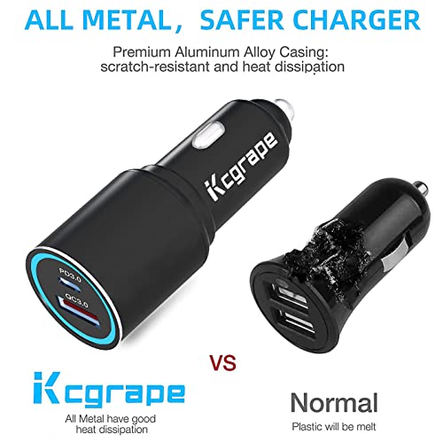 48W USB C Car Charger for iPhone 12 14 13 Pro Max,PD 30W&Quick Charge 3.0 Fast Cigarette Lighter Car Charger Adapter with Cable for Samsung Galaxy A52 A51 A71 A53 A13 5G/A32 A42 A12,Pixel 6 5A 4A XL