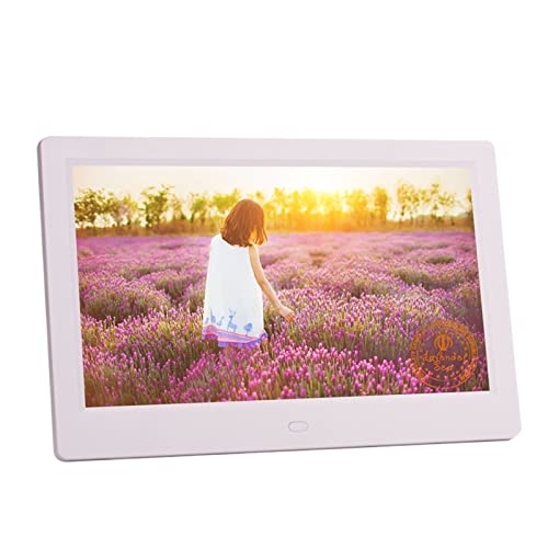 10 Inch Screen LED Backlight HD 1024 * 600 Digital Photo Frame Electronic Album Picture Music Movie Full Function Good Gift (Color : White 4GB, Size : US Plug)