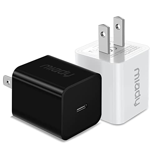 USB C Wall Charger, Miady 2 Pack 2.4A/5V Wall Charger Adapter Compatible for iPhone 14/14 Pro Max/13/13Pro/12/12 Pro, iPad AirPods Pro and More (White+Black)