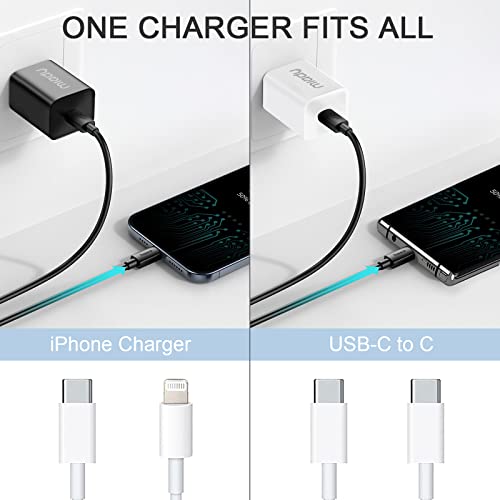 USB C Wall Charger, Miady 2 Pack 2.4A/5V Wall Charger Adapter Compatible for iPhone 14/14 Pro Max/13/13Pro/12/12 Pro, iPad AirPods Pro and More (White+Black)