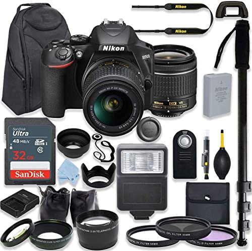 Nikon D3500 24.2 MP DSLR Camera Premium Kit with AF-P DX NIKKOR 18-55mm f/3.5-5.6G VR Lens + 32GB Memory + Filters + Macros + Deluxe Backpack + Professional Accessories (Renewed)
