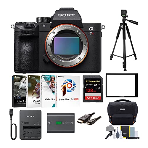 Sony Alpha a7R III A Mirrorless Camera (Body Only) with Software Suite, Gadget Bag, 128GB SD Card, and Accessory Bundle (9 Items)