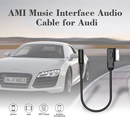 CHELINK AMI MMI Music Interface to 3.5mm Female Audio Cable for Audi, Stereo Jack Cord Adapter Cable Compatib for i-Phone Andriod MP3 Player, Fit for Bently Audi A3/A4/A5/A6/A8/Q5/Q7/R8/TT VW ect.