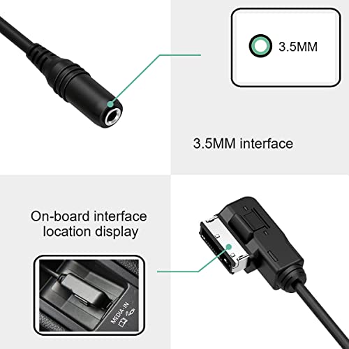 CHELINK AMI MMI Music Interface to 3.5mm Female Audio Cable for Audi, Stereo Jack Cord Adapter Cable Compatib for i-Phone Andriod MP3 Player, Fit for Bently Audi A3/A4/A5/A6/A8/Q5/Q7/R8/TT VW ect.