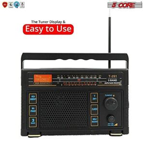 5 Core Portable Radio AM/FM Classic Vintage Battery Operated Radio Retro Transistor Best Reception Antenna Sound 3 Band Indoor and Outdoor Radio T-291