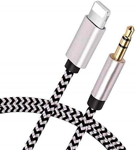 [Apple MFi Certified] Car AUX Cord for iPhone, [3.3FT/1.0M] Lightning to 3.5mm Nylon Braided Stereo Audio Cable Compatible with iPhone 12/11/XS/XR/X 8 7, iPad to Speaker/Home Stereo/Headphone (Sliver)